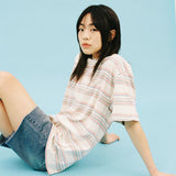 ストライプセラーEMBロゴSS Tシャツ/STRIPED SELLER EMB LOGO SS TEE BEIGE(CV2CMUT519A)