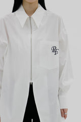 Zip-up lettering shirt (2color)