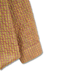 Bluesf Waffle Checkered Oversized Fit Shirt - PINK & YELLOW