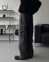 OWN Pantheon Solid Cargo Pocket Denim Pants (2 colors)