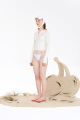 スモールチェリージップアップラッシュガード / SMALL CHERRY ZIP-UP RASHGUARD [IVORY]