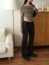 Booming Y2K Pocket Washed Denim Bootcut Pants