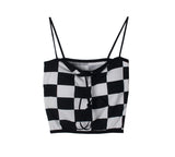 チェッカークロップトップ/checker crop top (with cap)