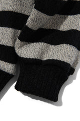 ストライプカラーカーディガンシャツ/Striped collar cardigan shirt C7 Oatmeal&Black