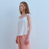レースストラップノースリーブトップ / LACE STRAP SLEEVELESS TOP, WHITE
