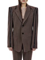 LEATHER LINE TAILORED JACKET (BROWN) (6654718804086)