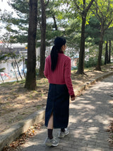 Modest indigo denim skirt