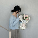 [Bellide made] Soft loose V-neck knitwear