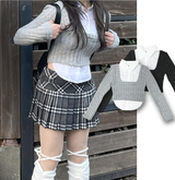 スクールルックシャツカーディガンレイヤードセット / School Look Shirt Cardigan Layered Set
