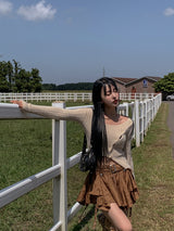 斜線ボタンアンバランスファーニット