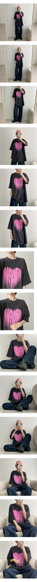 セーフピンクハート半袖Tシャツ / Safe pink heart short sleeve T-shirt