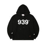 939 LOGO HOOD ZIP-UP (BLACK) (6610809454710)