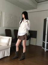 Shaka Ribbon Shirring Boucle Knit T-shirt