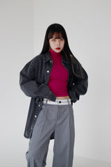 ウォッシュドデニムシャツジャケット / washed black denim shirt jacket