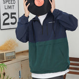 オーバーフィットポケットタイダイフーディー/Overfit Pocket Tidy Hood Anorak H7 Navy/Green (6604012421238)