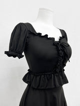 ミニッツホカンスフリルストラップ水着ツーピースセット(カップ内蔵) / Minutes Hocance Ruffle Strap Swimsuit Two-Piece Set