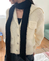 Loder wool collar pocket knit long-sleeved cardigan