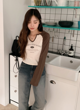 レタリングラグランスプリットロングスリーブTシャツ (3color)