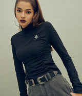 ギャザーラインポイントロゴTシャツ / HIDE Shirring Top (4606078517366)