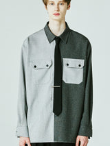 HALF & HALF SOLID POCKET SHIRT (6538810720374)