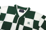 ボードワッフルカーディガン/CHECKER BOARD WAFFLE CARDIGAN_GREEN