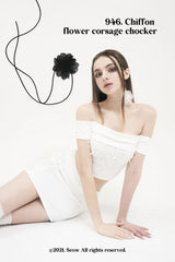 シフォンフラワーコルサージュチョーカー / 946. Chiffon flower corsage chocker (2color)