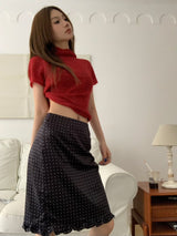 silk midi dot skirt