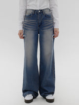 カッティングワイドミディアムブルーパンツ / Cutting Wide Medium Blue Pants