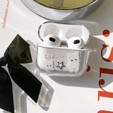 ブラックホワイトキャットAirPodsケース/Black White Cat AirPods Case_Jelly