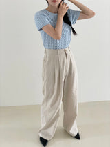 Twisted knitwear short-sleeved