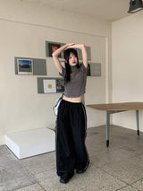 エベルサイドラインワイドロングツーウェイジョガーパンツ / Ebel sideline wide long two-way jogger pants