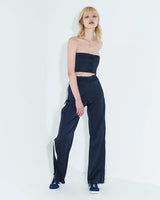 ローエッジボタンチューブトップ / Raw Edge Button Tube Top _ Navy