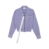 リムーバブルストラップクロップシャツ/[UNISEX] Removable Strap Cropped Shirt (STRIPE)