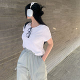 デイリーラベルセミクロップショートスリーブTシャツ