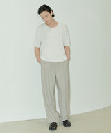 UNISEX PINTUCK STITCH WIDE PANTS M - LIGHT BEIGE (6689417560182)