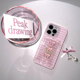 [Handmade] Pink satin ribbon phone keyring