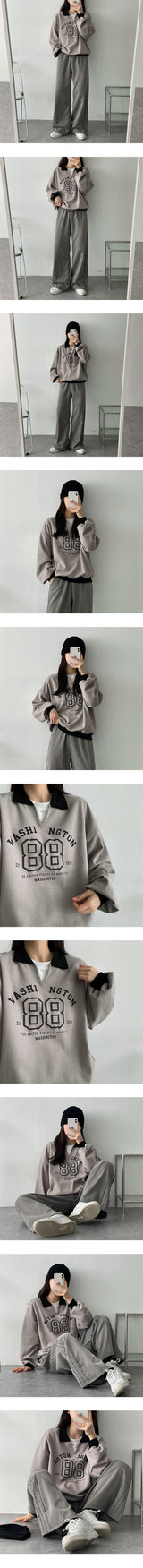 アーム配色カラースウェットシャツ/Arm Colored collar sweatshirt