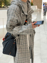 [ASCLO MADE] Linen Check Set Up Hood Coat (6562354233462)