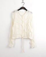 Glo wedding guest look lace pleated string long sleeve blouse