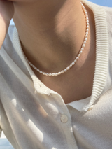 [92.5silver] rice pearl necklace