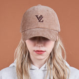 3D Monogram pigment Washing Corduroy Over Fit Ball Cap Camel