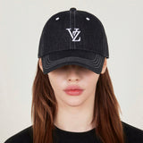 [VARZAR] 3D Monogram Stitch Over Fit Ball Cap BlackDenim
