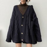 Doot Thick Boxy Thick Twisted Knitted Cardigan