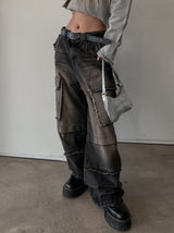 (UNISEX) ビンテージウォッシングカーゴデニムパンツ