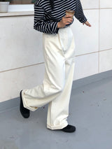 フェミニンコットンワイドピンタックパンツ
