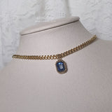 シティウーマンゴールドチェーンチョーカーネックレス - ライトサファイア / City Women Gold Chain Choker Necklace - Light Sapphire