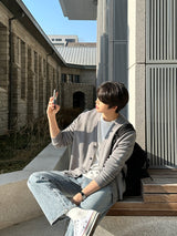 セイントモダンフィットYネックカーディガン / Saint Modern Fit Y-Neck Cardigan (6 colors)