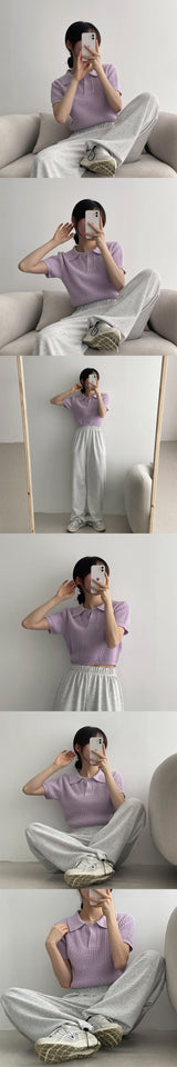 ピングハチカラーショートスリーブニットウェア / Ping Hachi Collar Short-sleeved Knitwear