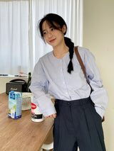 Soft henley neck striped shirt 