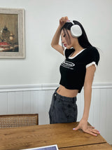 ブラーショートスリーブクロップドTシャツ